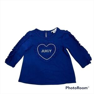 Juicy Couture Blue Ruffle Top Gold 6-9 mos Long Sleeve Baby Girl